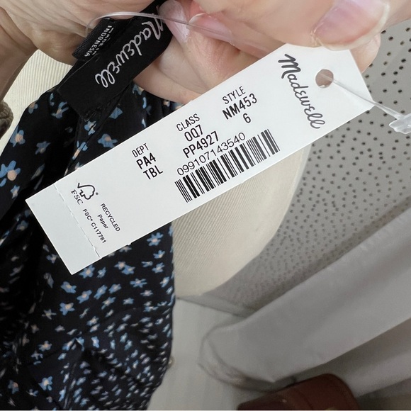 NWT Madewell Seamed Long-Sleeve Mini Dress in Ditsy Floral - Picture 13 of 16